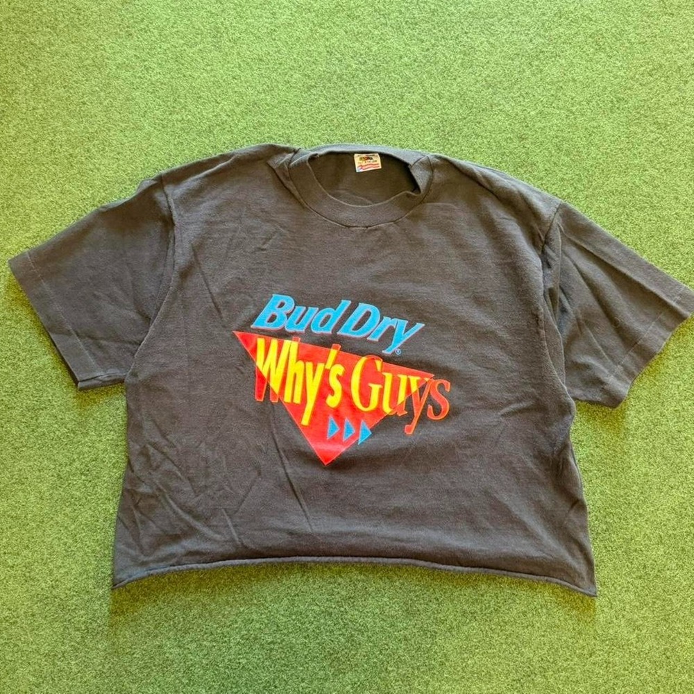 Vintage 90s Bud Dry Why's Guys cropped tee single stitch budweiser vtg Crop top